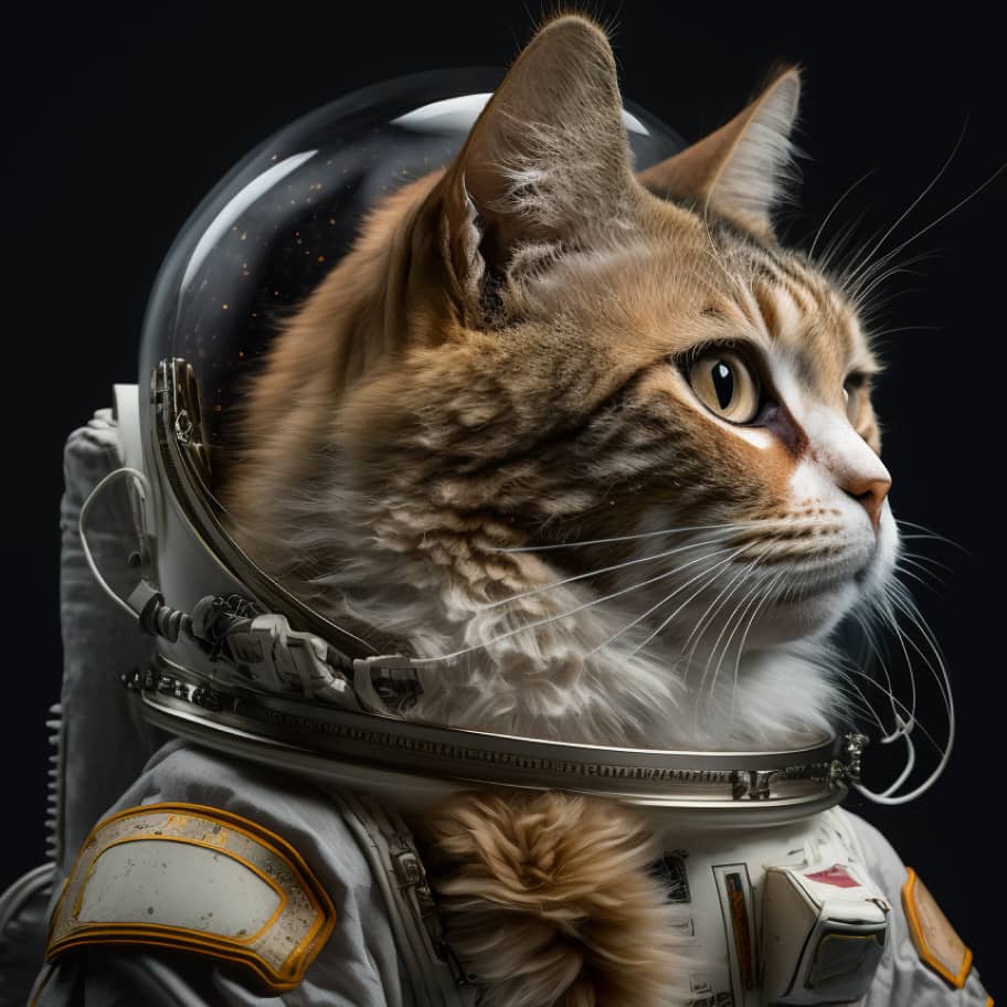 Closeup To A Cat In A Astronaut Suit Image 01 - GenerativeAI X Webflow Template