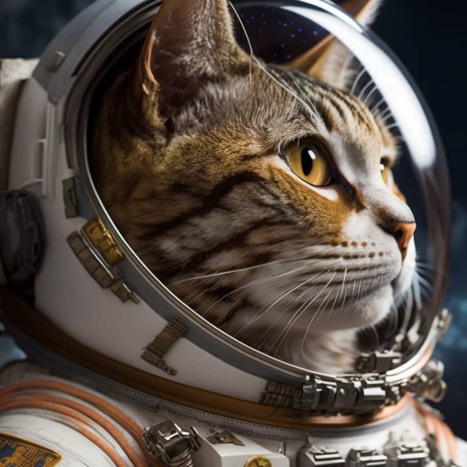 Closeup To A Cat In A Astronaut Suit Image 04 - GenerativeAI X Webflow Template