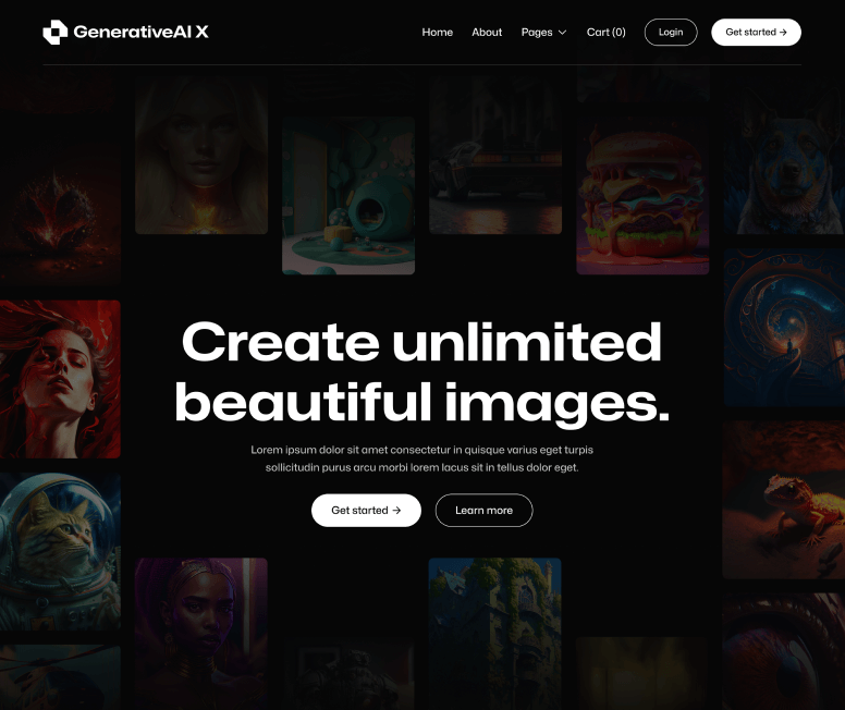 GenerativeAI X - Home Page - AI Generator Webflow Template