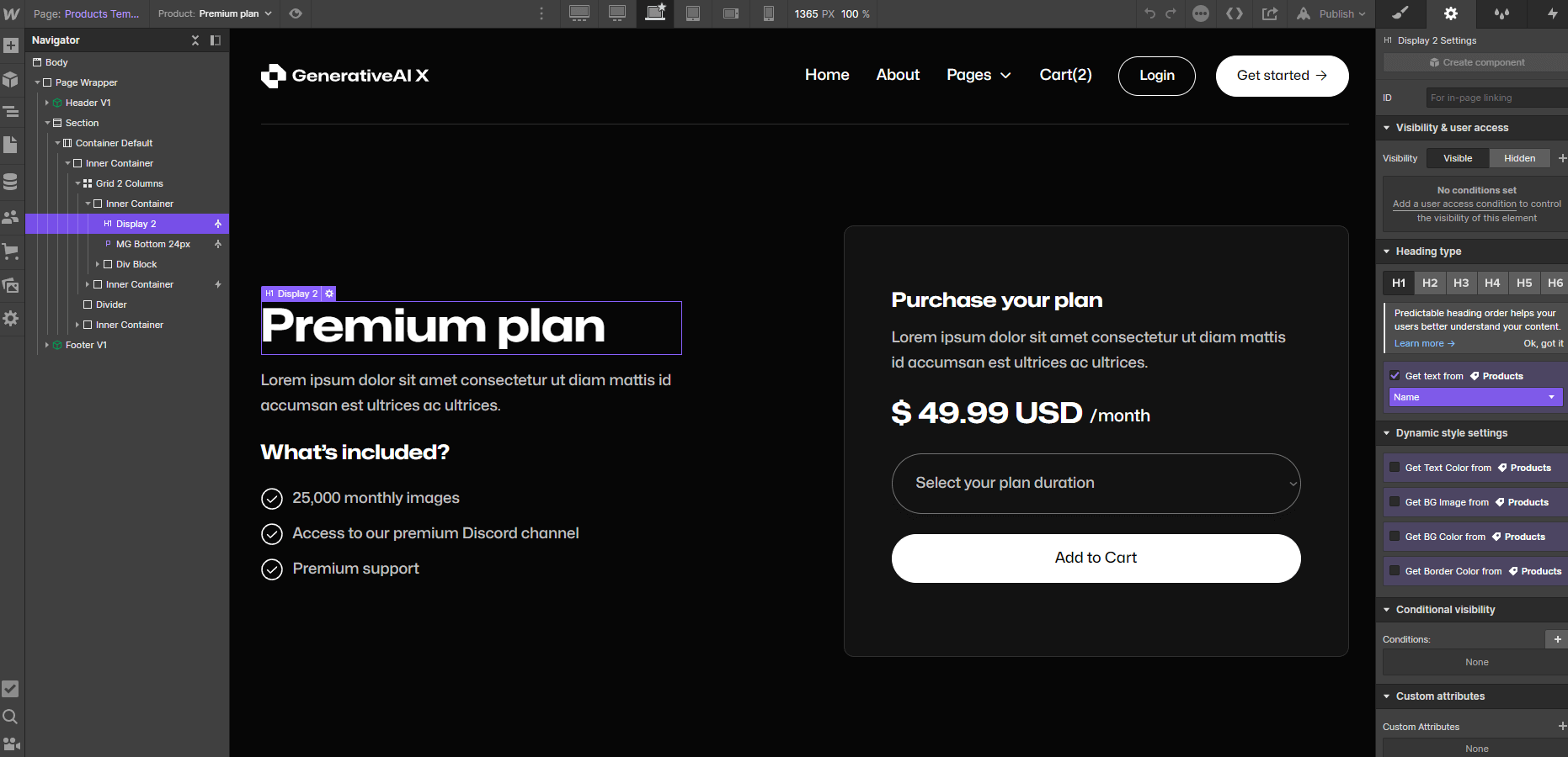 Ecommerce Page - GenerativeAI X Webflow Template