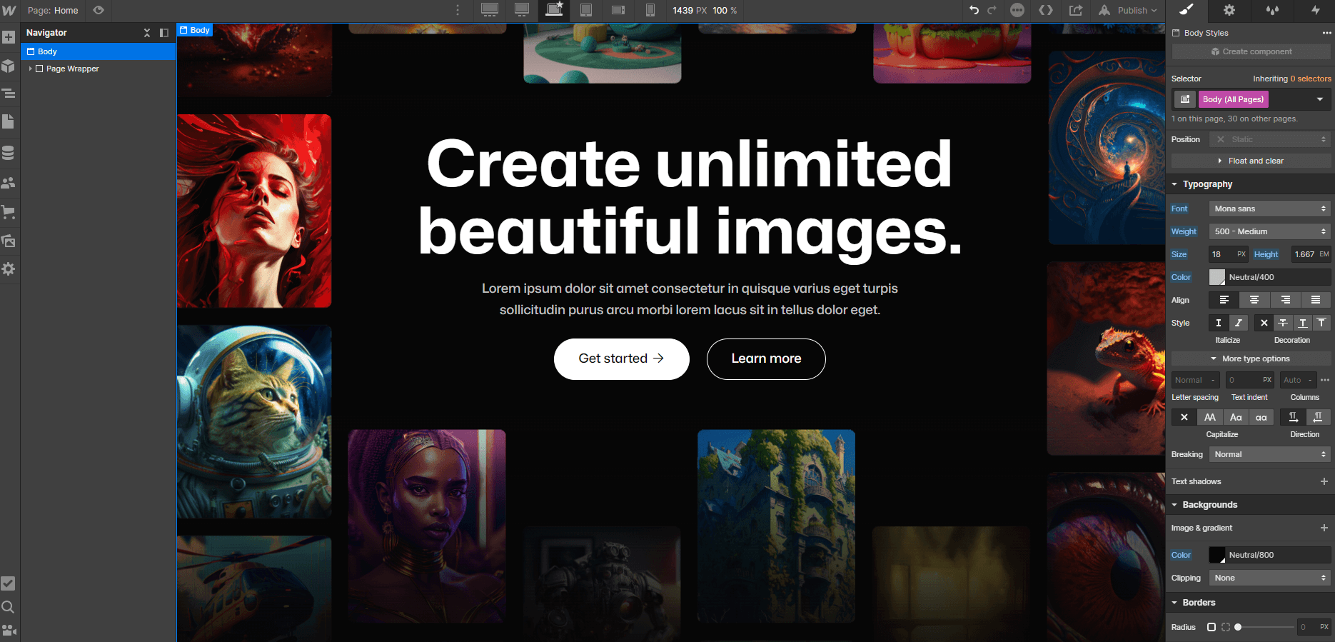 Typography - GenerativeAI X Webflow Template