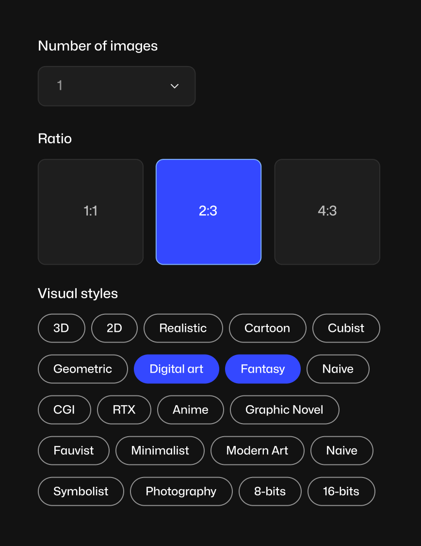 Infinite Visual Styles In Seconds Left Image - GenerativeAI X Webflow Template